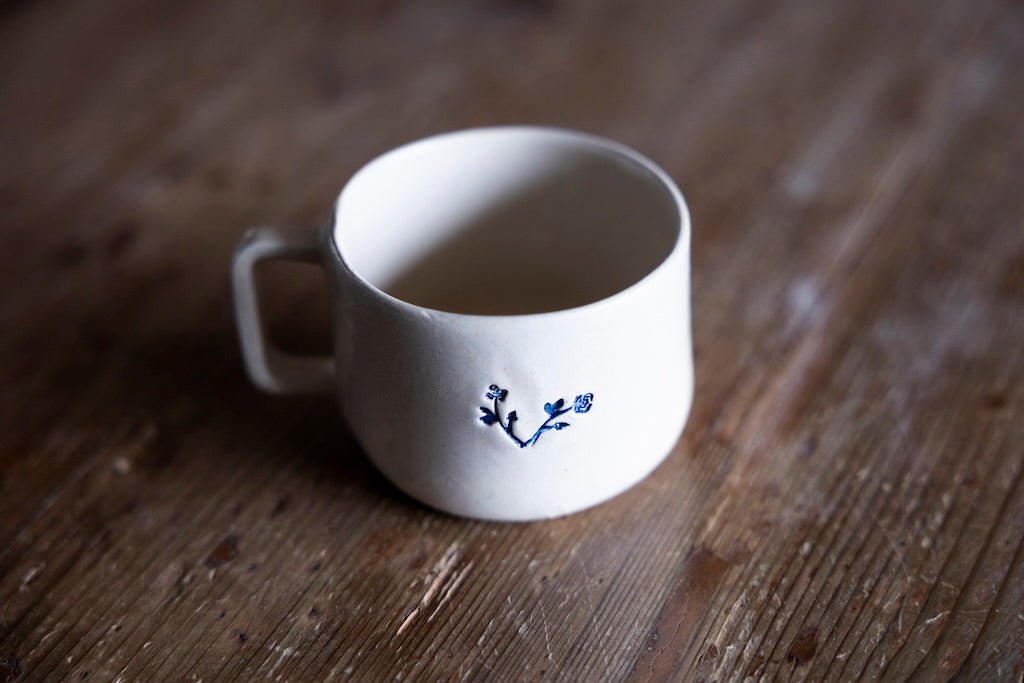 Blue Signature — Handmade Stoneware Cup & Saucer Set