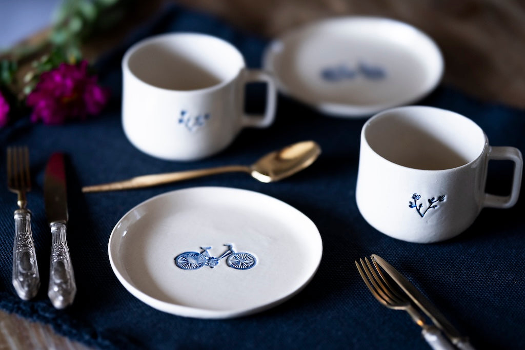 Blue Signature — Handmade Stoneware Cup & Saucer Set