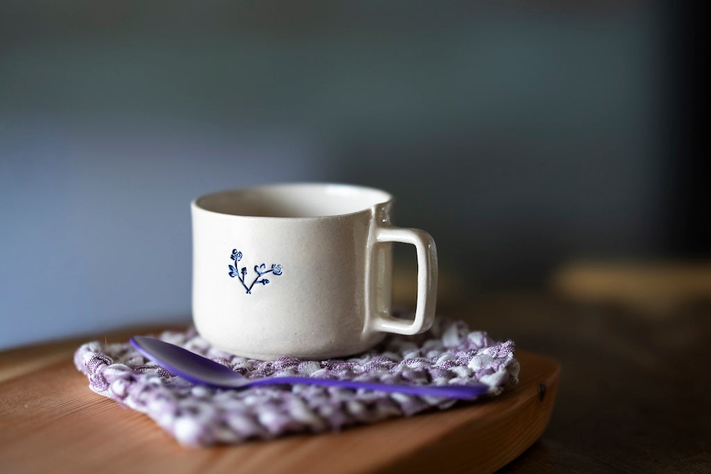Blue Signature — Handmade Stoneware Cup & Saucer Set