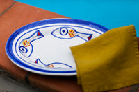 Italian serving platter, white serving platter, painted serving platter,