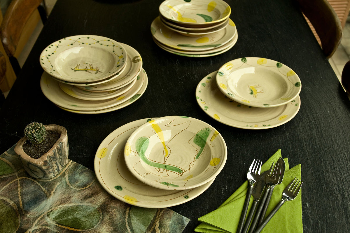 Engraved Ceramic Dinner Set by Hans Fischer