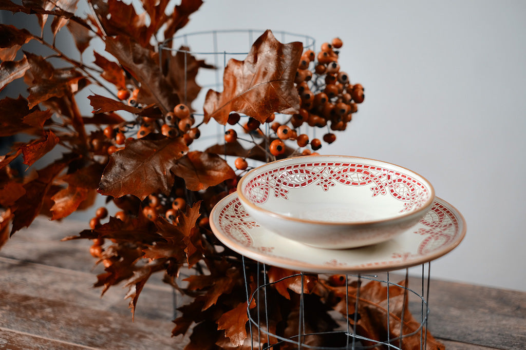 Mosaico Rosso - Hand-Painted red Dinner Set X