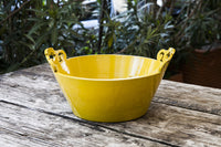 Golden Yellow Ornate Handles Bowl