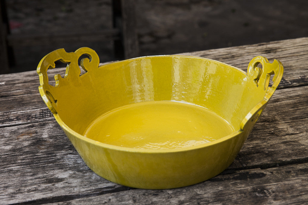 Golden Yellow Ornate Handle Bowl